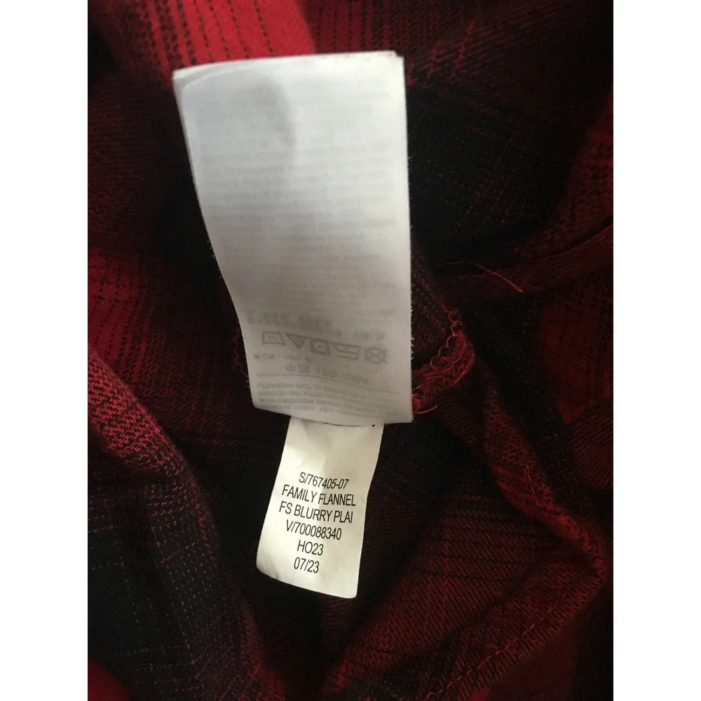 GapBody Pajama Top Women XL Red Black Buffalo Plaid Flannel Cotton Button Down